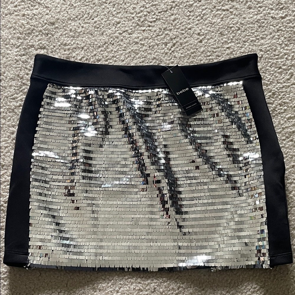 Vintage Bebe Disco Sequins Mini Skirt, Size M NWT